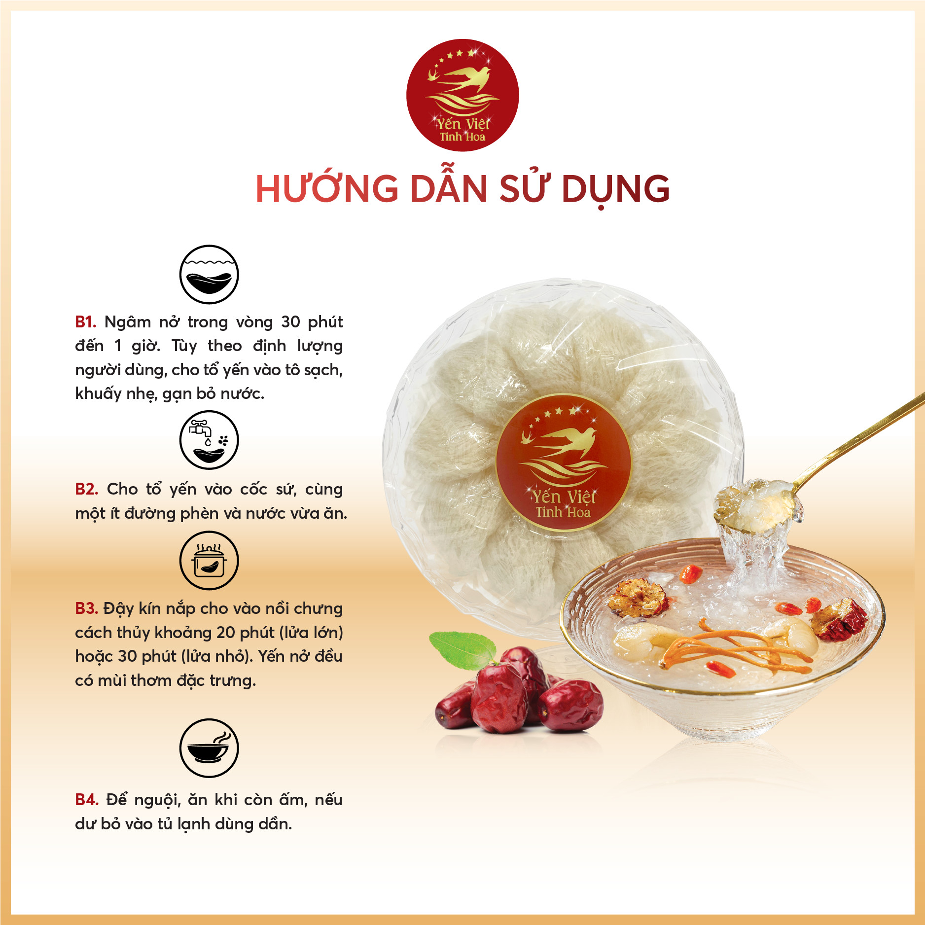 Tổ yến Tinh chế sợi 100 gram Yến Việt Tinh Hoa - Hàng chính hãng