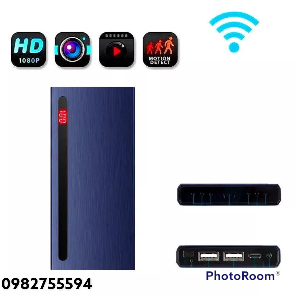 Camera sạc dự phòng H12-1080p wifi hồng ngoại kèm thẻ 32gb