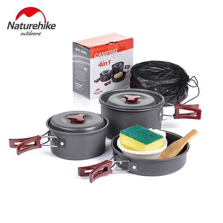 Bộ nồi nấu ăn cắm trại Naturehike NH15T203-G gọn nhẹ A426