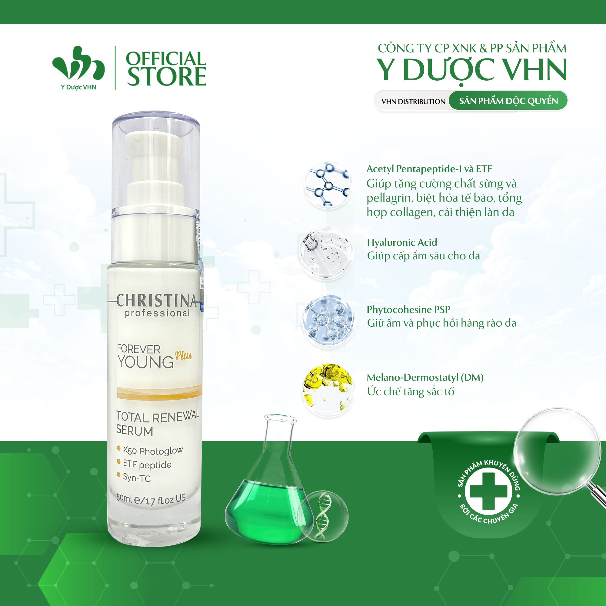 Serum Chống Lão Hóa Forever Young Total Renewal CHRISTINA Giúp Phục Hồi Nếp Nhăn, Da Căng Bóng 50ml/Lọ