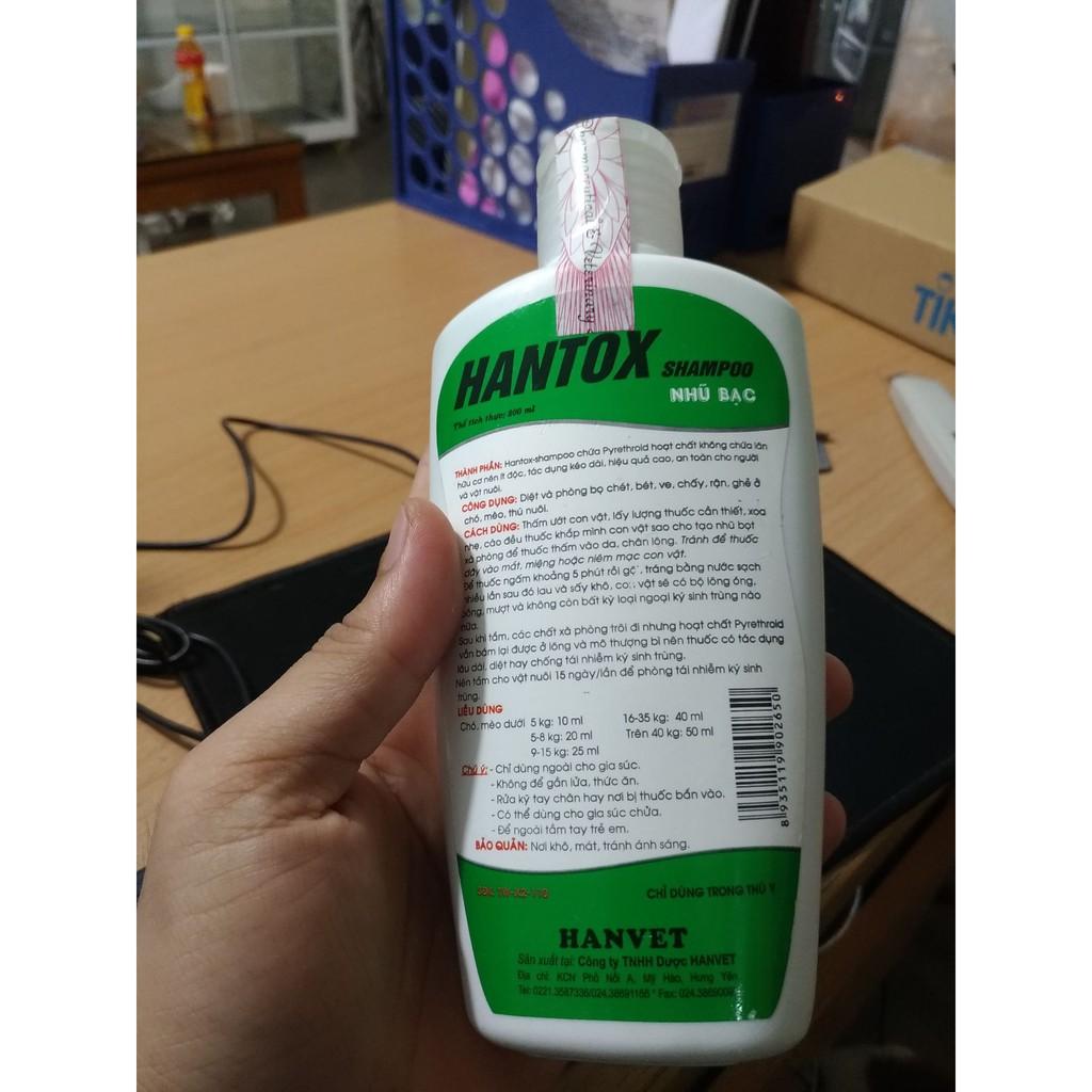 Sữa Tắm Trị Ve Rận Bọ Chét Cho Chó Mèo Hantox Shampoo Xanh 200ml - Long Vũ Pet Shop