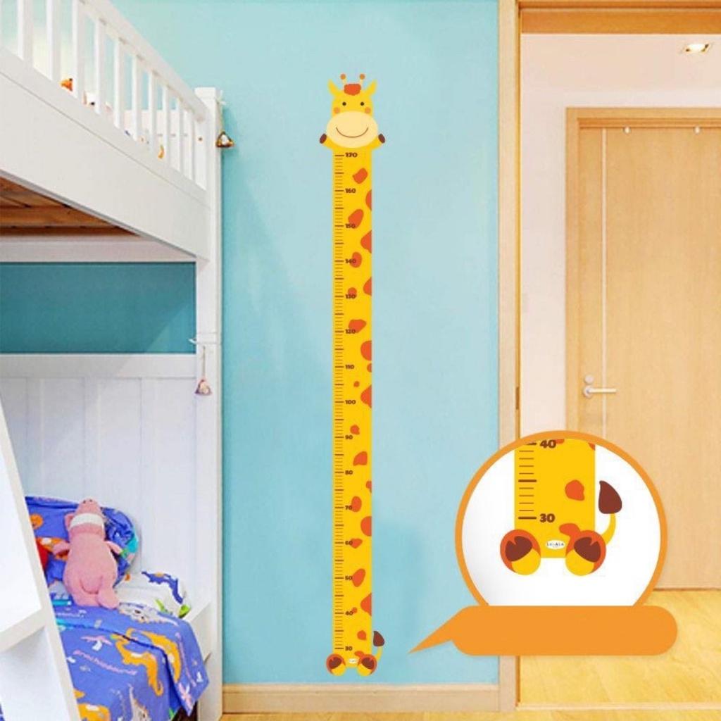 Thước đo chiều cao cho bé decal dán tường 3d hình con vật đáng yêu 1m7 Shop Bố Su