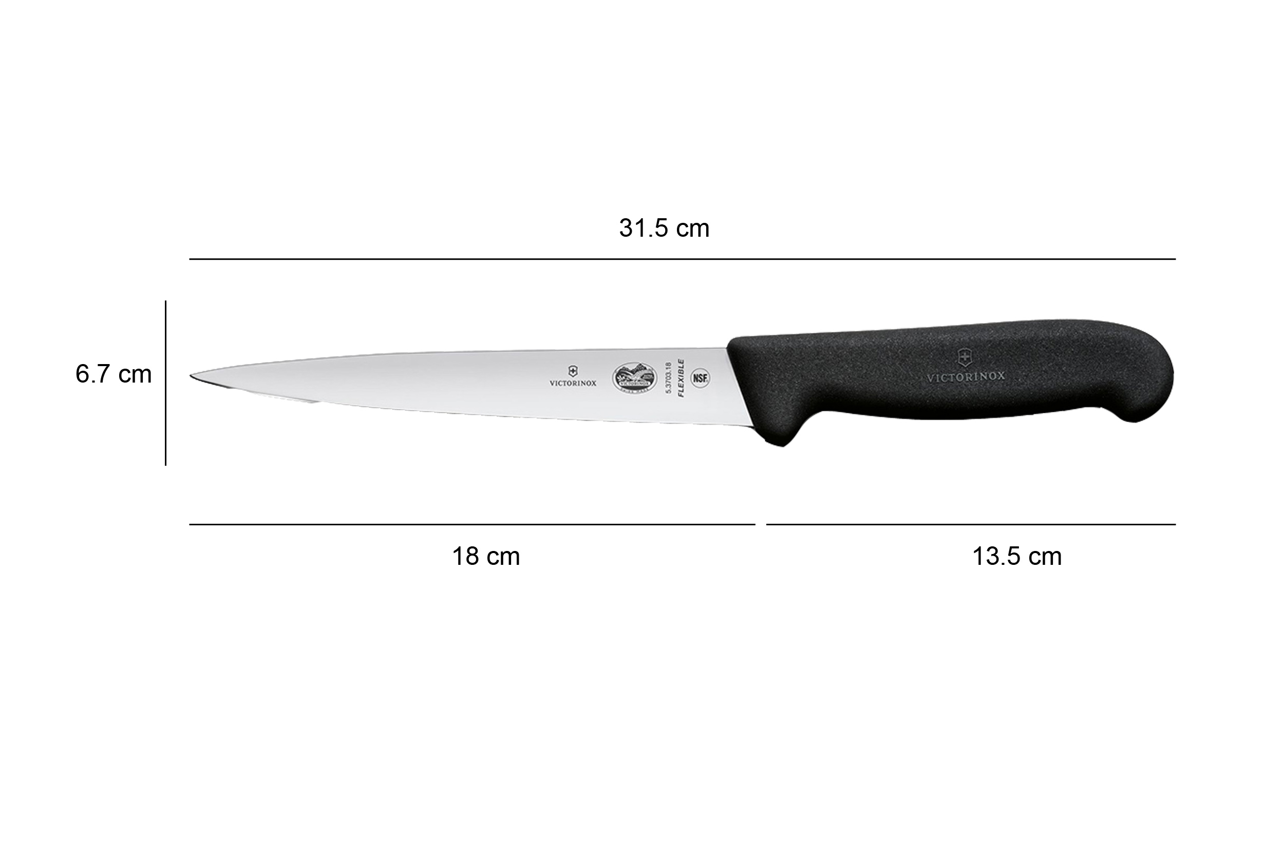 Dụng cụ phi lê Victorinox 5.3703.18 cán đen, lưỡi dài 18cm