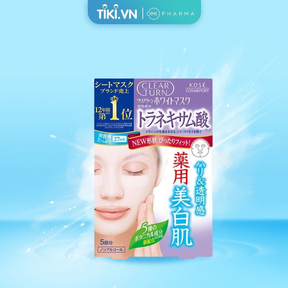 Mặt Nạ Dưỡng Trắng Da Tinh Chất Tranexamic Acid Kose Clear Turn