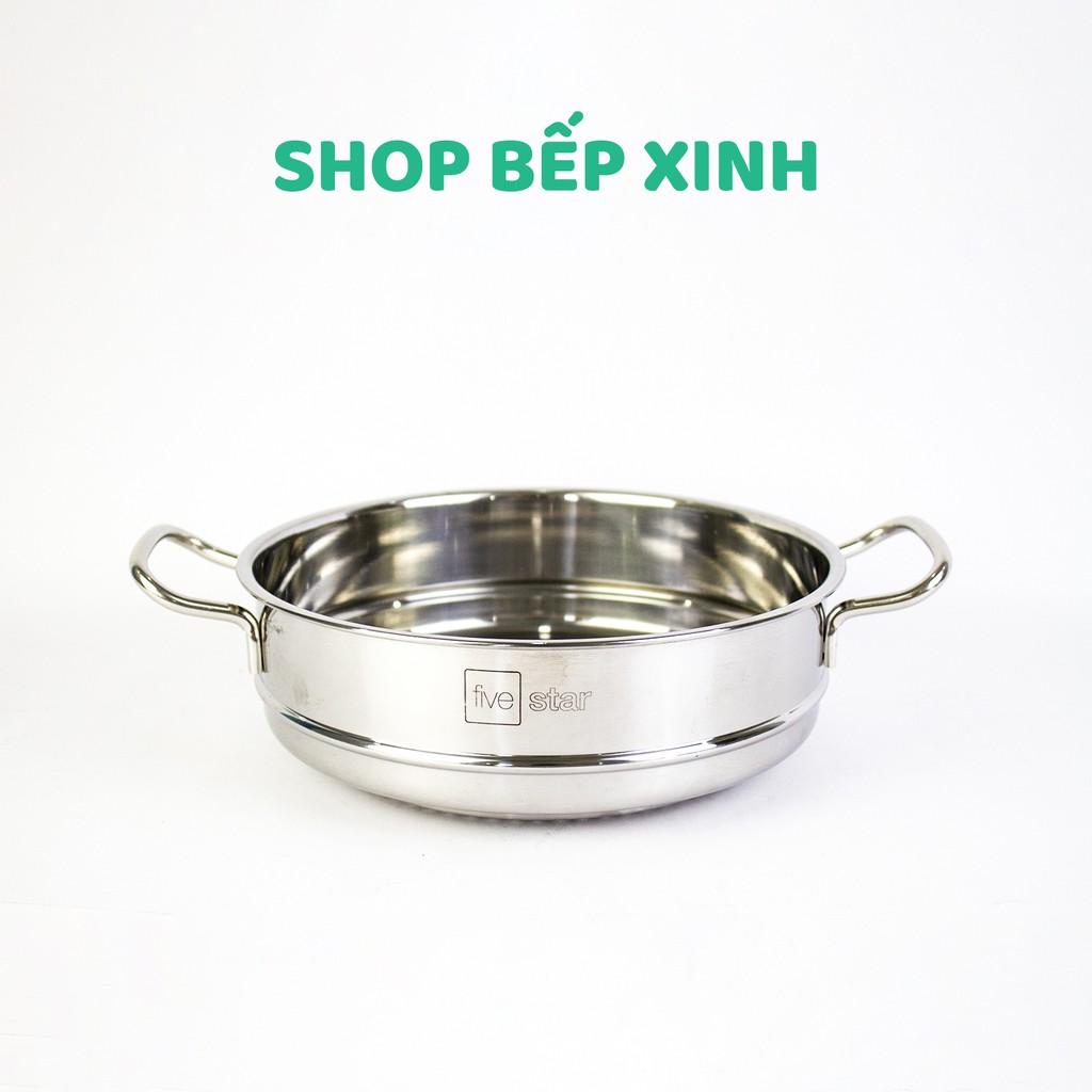 Bộ nồi inox FIVESTAR 5 chiếc 3 đáy bếp từ nắp inox ( 1 quánh 18cm x 1 N20cm , 1bộ nồi xửng 24cm, 1 chảo caro 24cm )