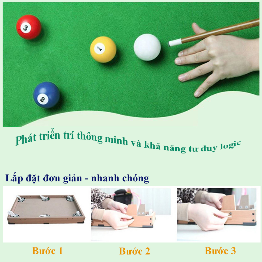 Bộ Bàn Bi-A Mini - Bàn Bida Mini - Thiết Kế Ấn Tượng, Chất Liệu Gỗ An Toàn - Hàng Nhập Khẩu