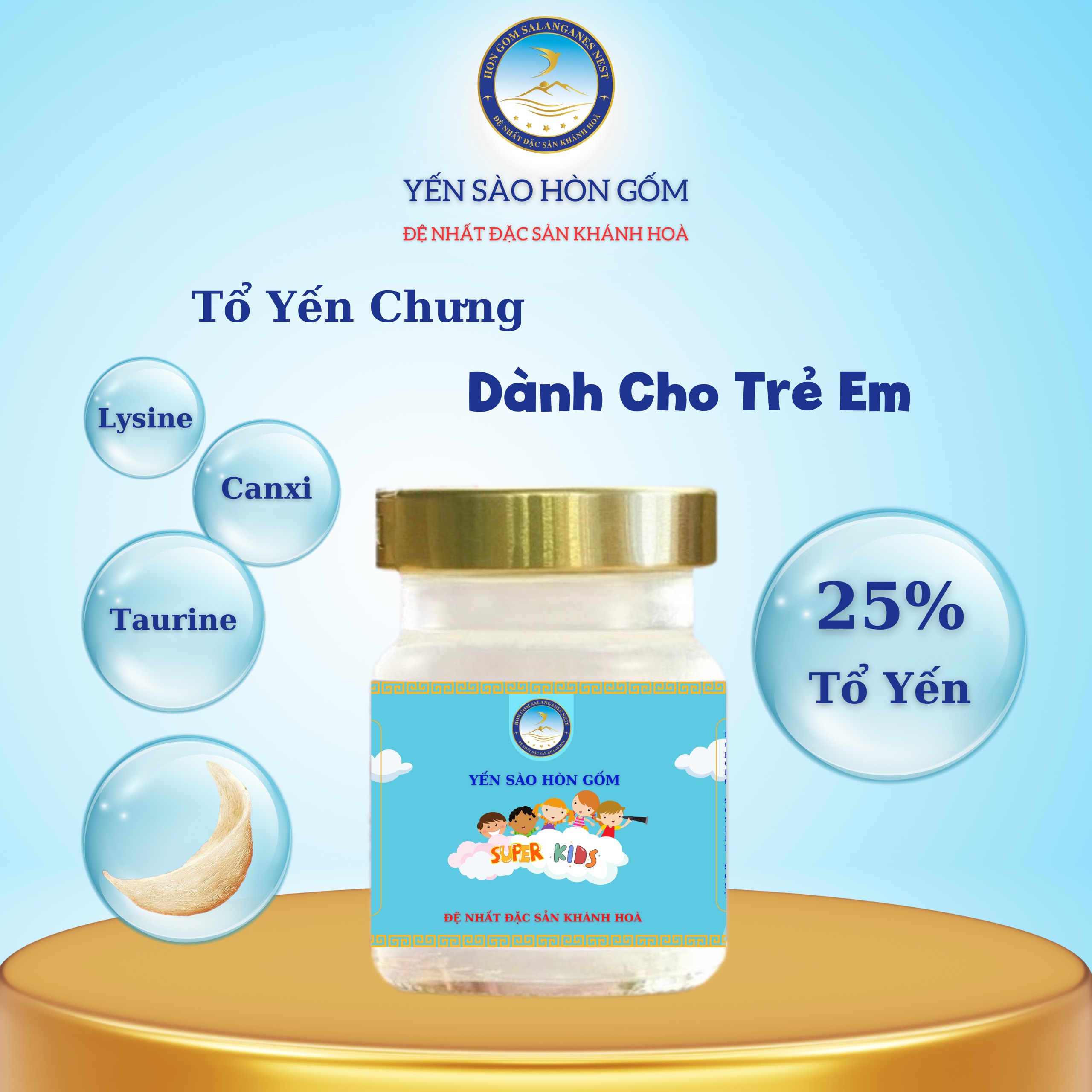 [Gói quà tặng 16 lọ] Nước Yến Sào Dành Cho Trẻ Em - Yến Sào Hòn Gốm Chính Hiệu Khánh Hoà - H G SALANGANES NEST