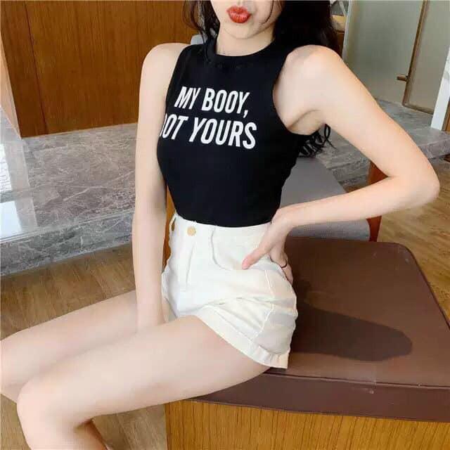 Áo Crt Chữ My Booy-Áo Croptop 3 Lỗ -Áo Croptop Nữ Siêu xinh - Áo Crt Uzzlang (ảnh thật + video)