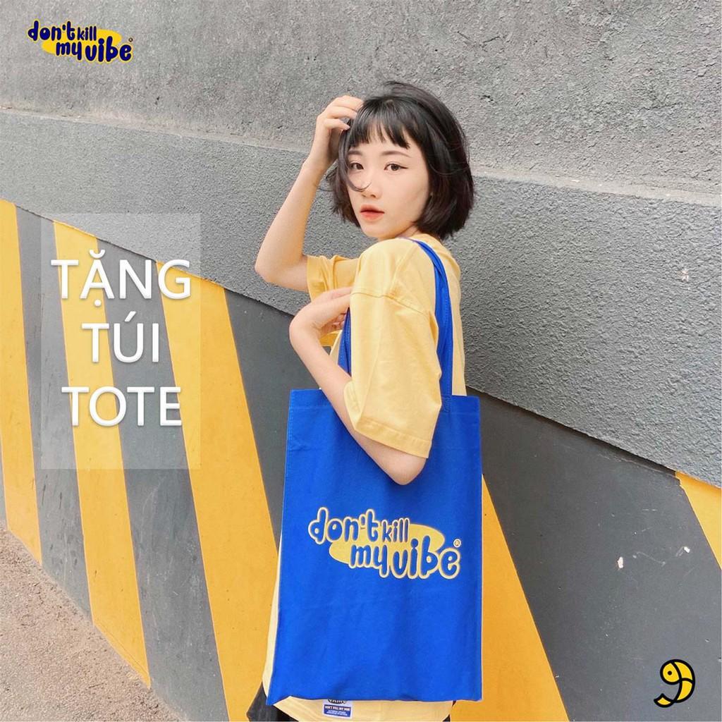  Áo thun nữ cotton màu vàng form rộng in hình tặng túi tote | DKMV Yellow Monster Tee