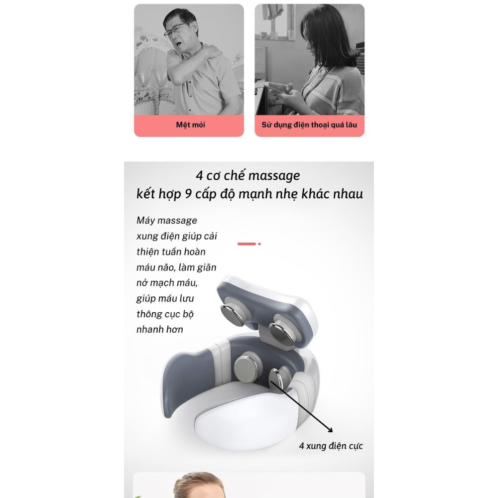 Máy Massage Cổ Xung Điện ÉM 9 RULAX 4 Chức Năng Công Suất 18000 Pa