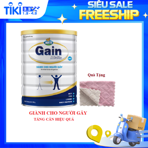 Sữa bột Sữa Arti Gain Adults (900g) dinh dưỡng cho người gầy,chơi thể thao, lao động nặng, suy nhược (10 tuổi trở lên)-Tặng khăn mềm mịn