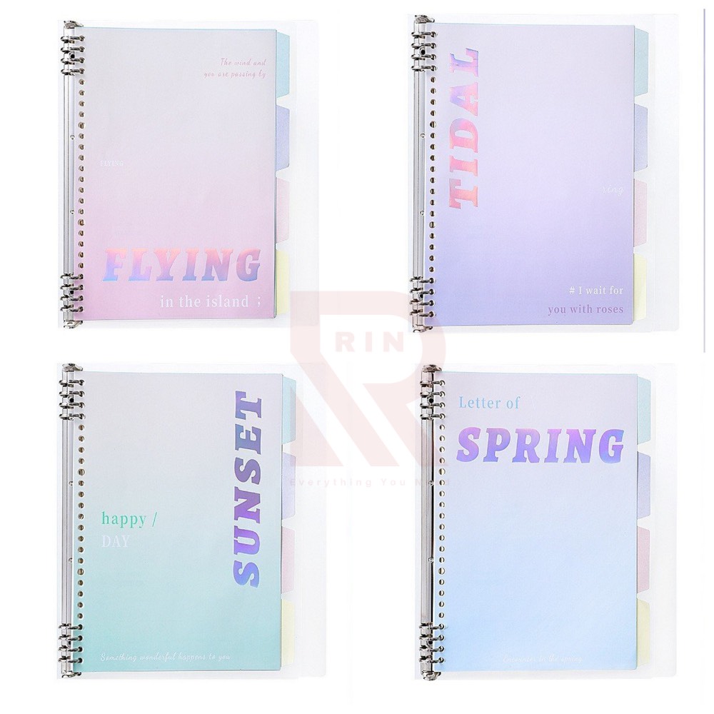 Sổ Tay Ghi Chép Gáy còng  / Binder Gáy Lò Xo ghi chép 120 Trang/ Bìa nhựa sổ tay gáy còng - Có kèm giấy 120 trang