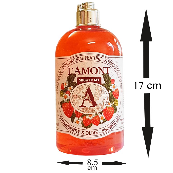 Combo 2 Sữa Tắm L'amont En Provence Rose Shower Gel (Hoa Hồng) và Strawberry Shower Gel (Dâu Tây) 500ml/chai