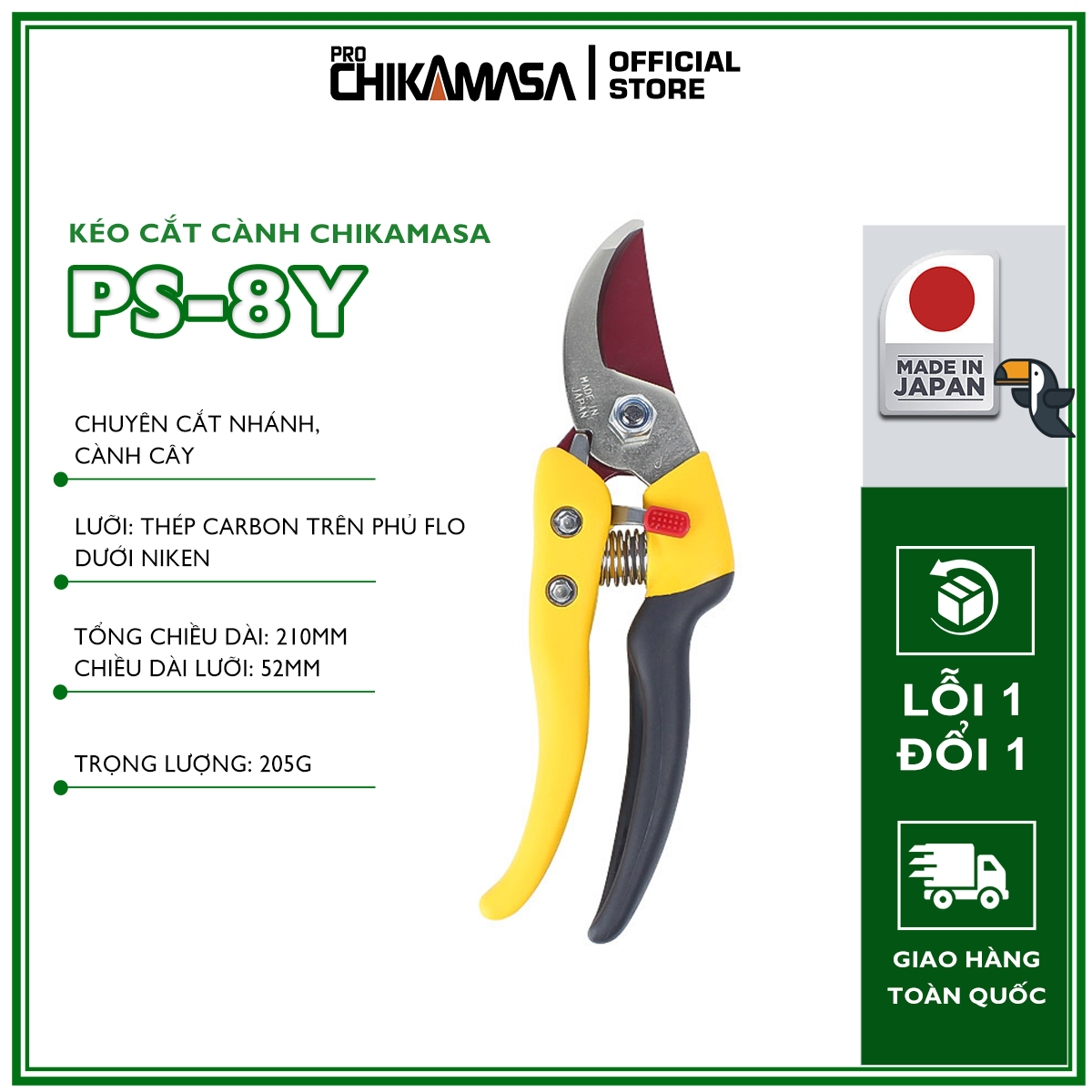 Kéo cắt cành cao cấp Nhật Bản Chikamasa PS-8Y