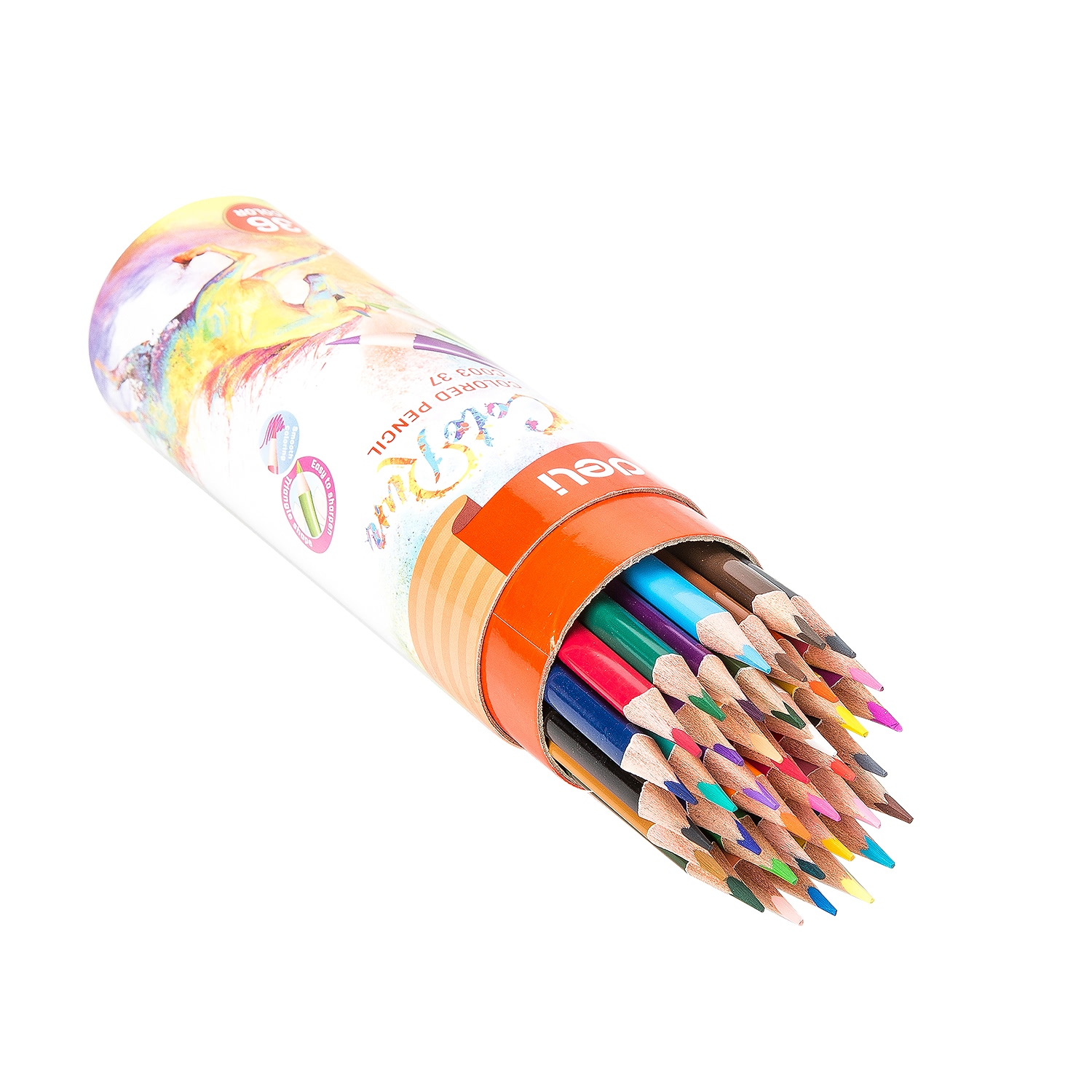 Hình ảnh Bút chì màu học sinh Deli - Có kèm gọt chì ở nắp - Cỡ φ2.9mm - 12/24/36 màu/hộp - EC00307/EC00327/EC00337