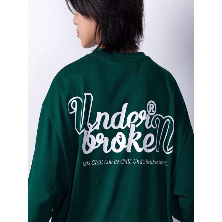 Áo thun phông rộng dài tay lỡ giấu quần nam nữ unisex UNDERBROKEN Xanh Lá 100% Cotton hàng Hottrend Kanimi