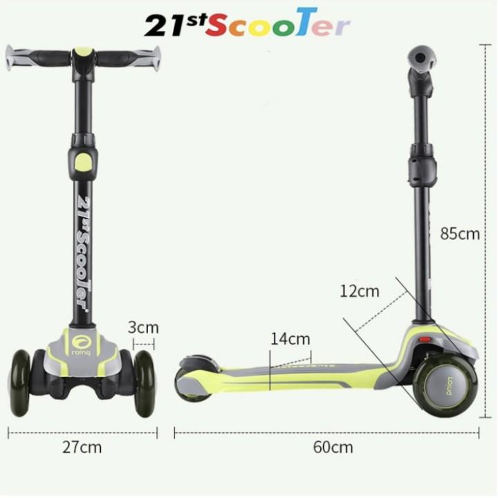 Xe trượt scooter 21st có giảm xóc, 3 bánh phát sáng cho bé - Tặng bảo hộ 7 món