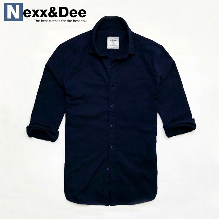 Áo sơ mi nam tay dài trắng công sở vải oxford denim không túi cao cấp SSM03