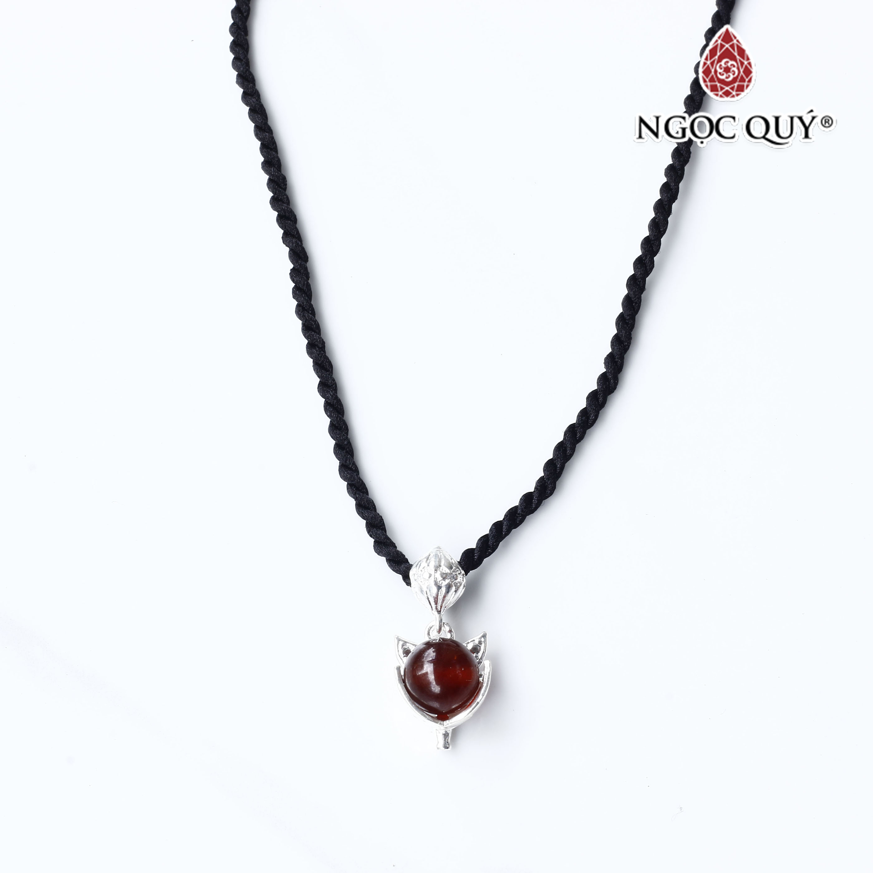 Dây chuyền mặt hồ ly bạc bọc đá thiên nhiên - Ngọc Quý Gemstones