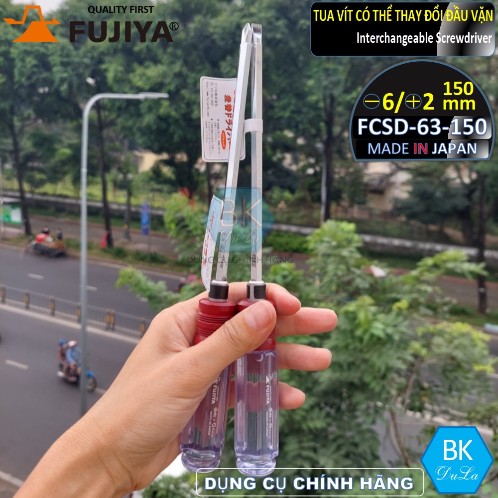 Tuốc nơ vít điện- tua vít điện đầu dẹt màu xanh Fujiya FESD-6-150 made in Japan