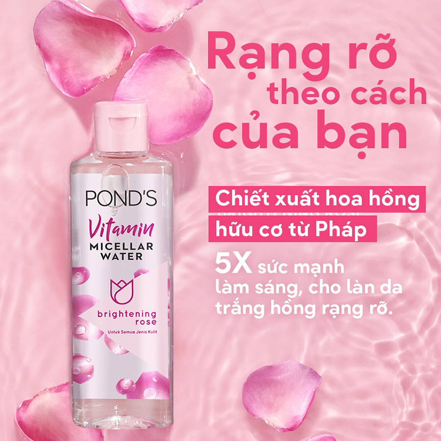 Nước Tẩy Trang Vitamin Và Hoa Hồng Sáng Da Pond's Micellar Water 400ml Tặng Kèm Nước Tẩy Trang Vitamin Và Nha Đam Khóa Ẩm Pond's Micellar Water 100ml