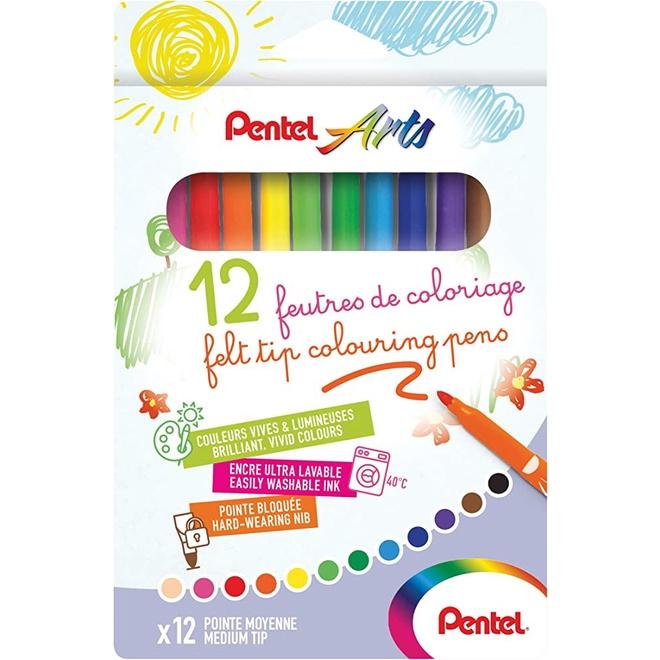 Bút Dạ Màu Pentel SCS2E-12/24 Bộ 12/24 Màu| Màu Có Thể Giặt Được