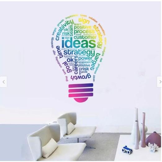 Decal trang trí tường Bóng đèn chữ IDEAS
