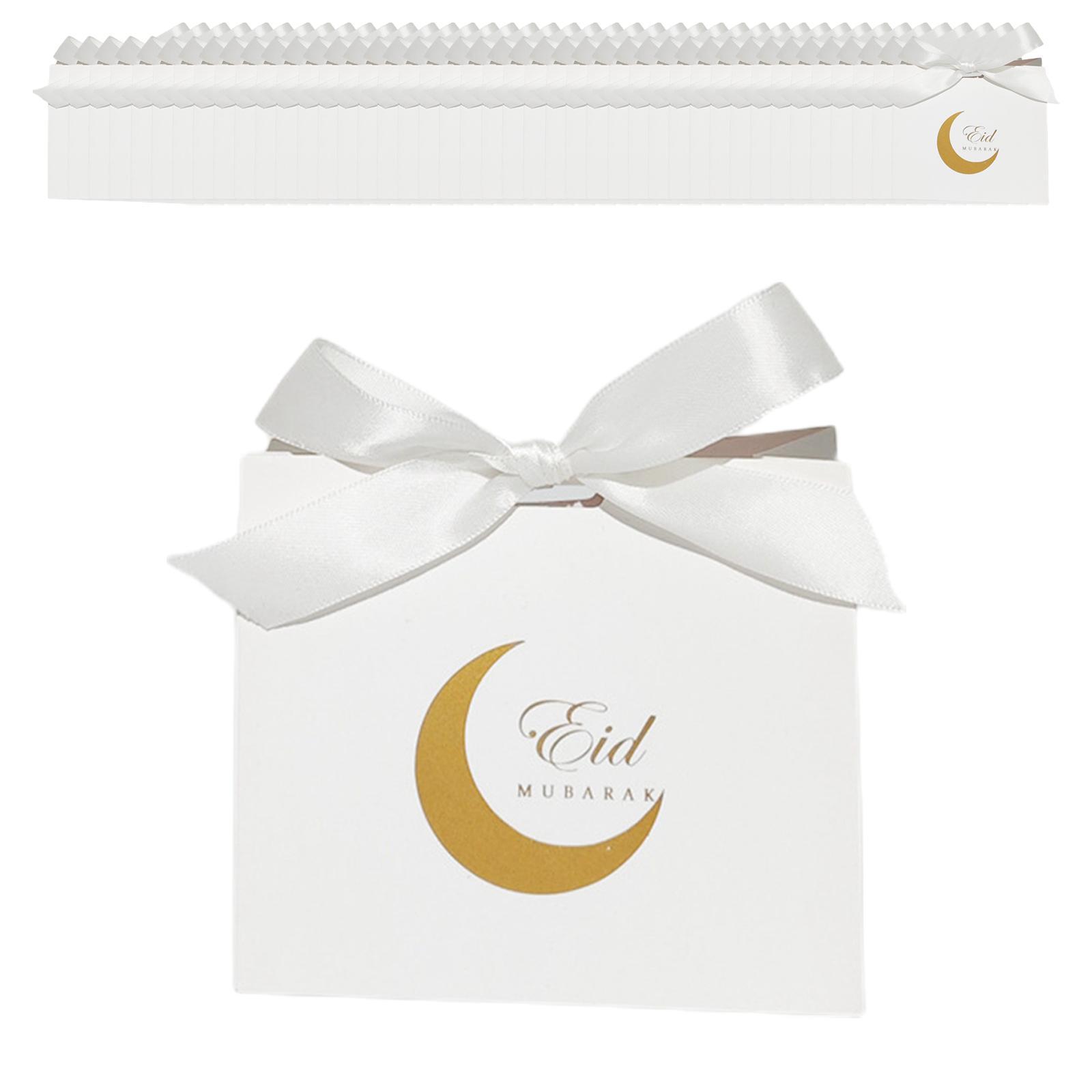 50 Pieces Favor Boxes Gift Bags Moon Pattern for Baby Shower Decorations White