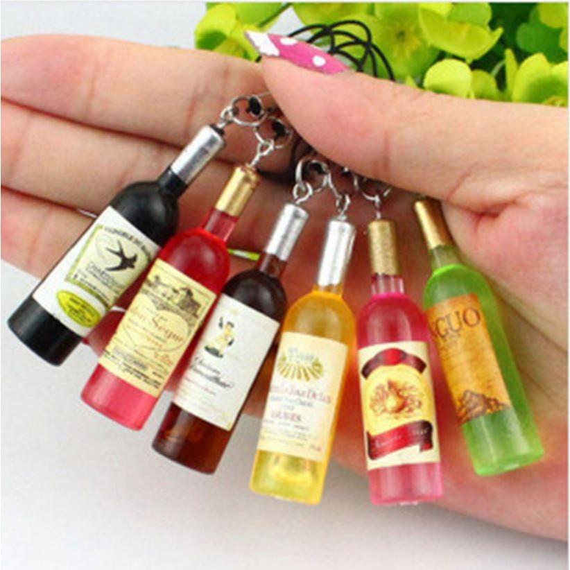 Móc khóa trang trí hình chai nhiều mầu