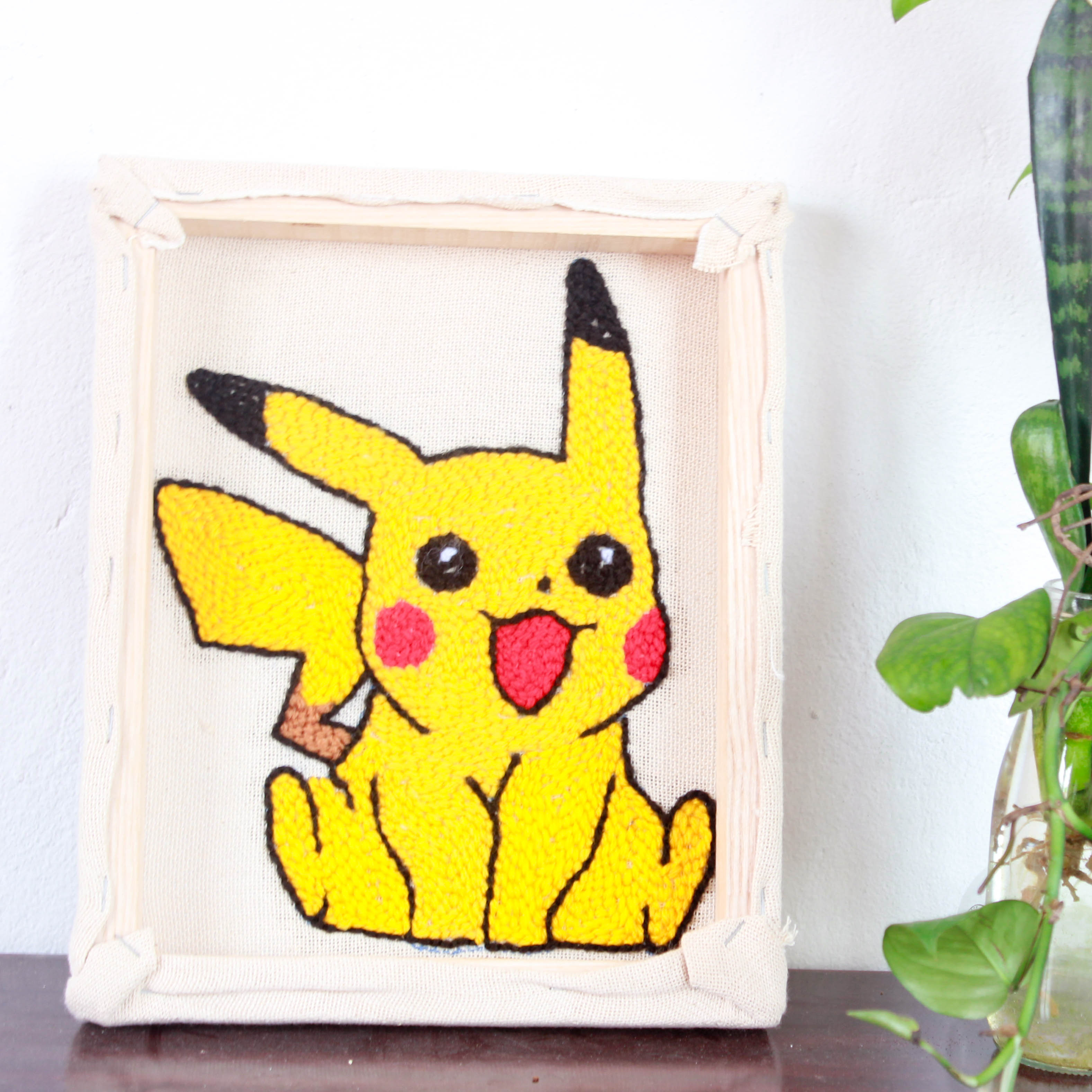 Set Thêu Nổi Thêu Xù Pikachu Dùng Len Đan Sợi Móc Dành Cho Người Mới Bắt Đầu