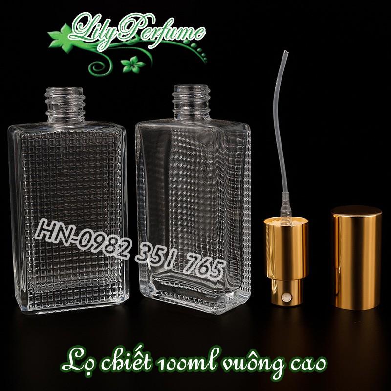 Lọ chiết nước hoa 50-100ml thủy tinh vuông cao dạng xịt