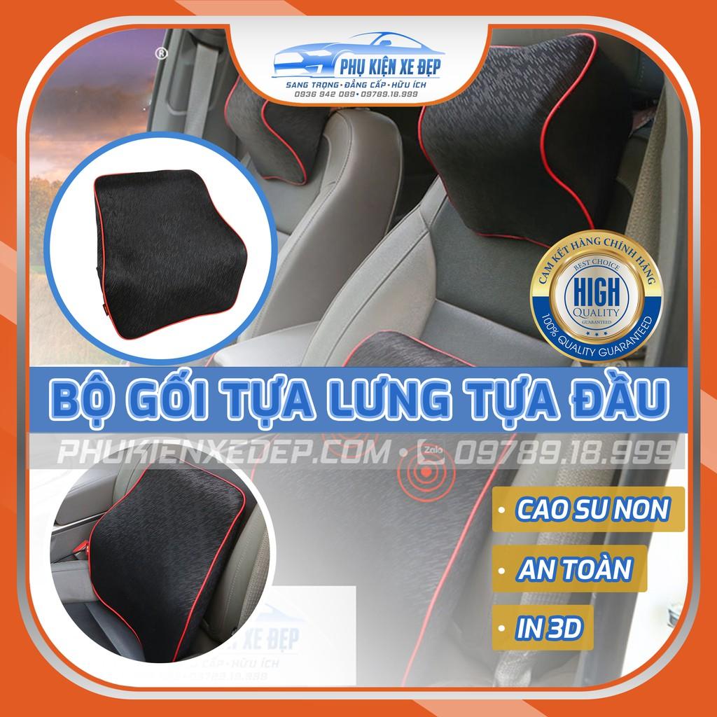 Bộ gối tựa đầu và tựa lưng ô tô 3D cao su non Cao cấp