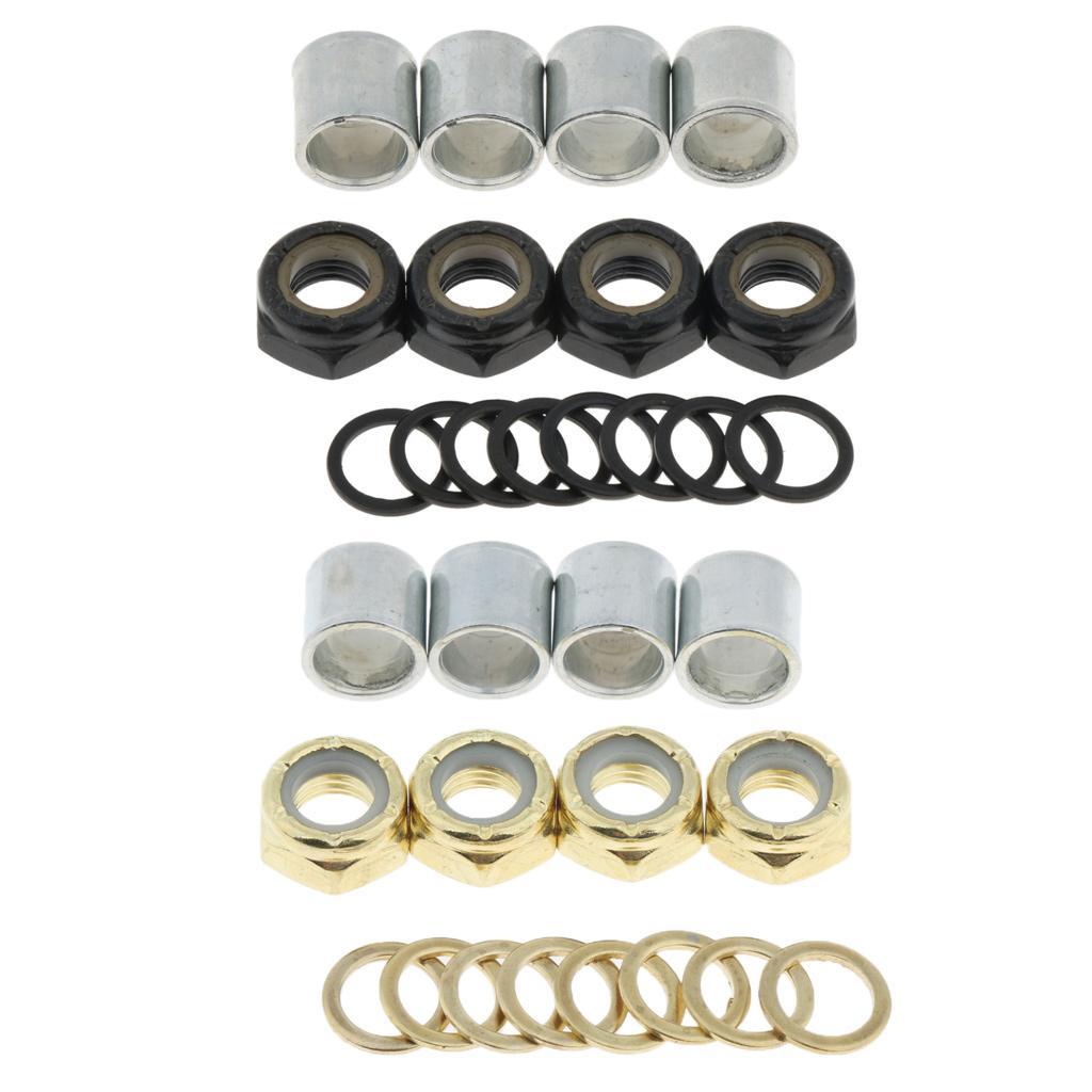 Skateboard Bearings w Bearing Spacer Nuts Axle Speed Washers Hardware Part