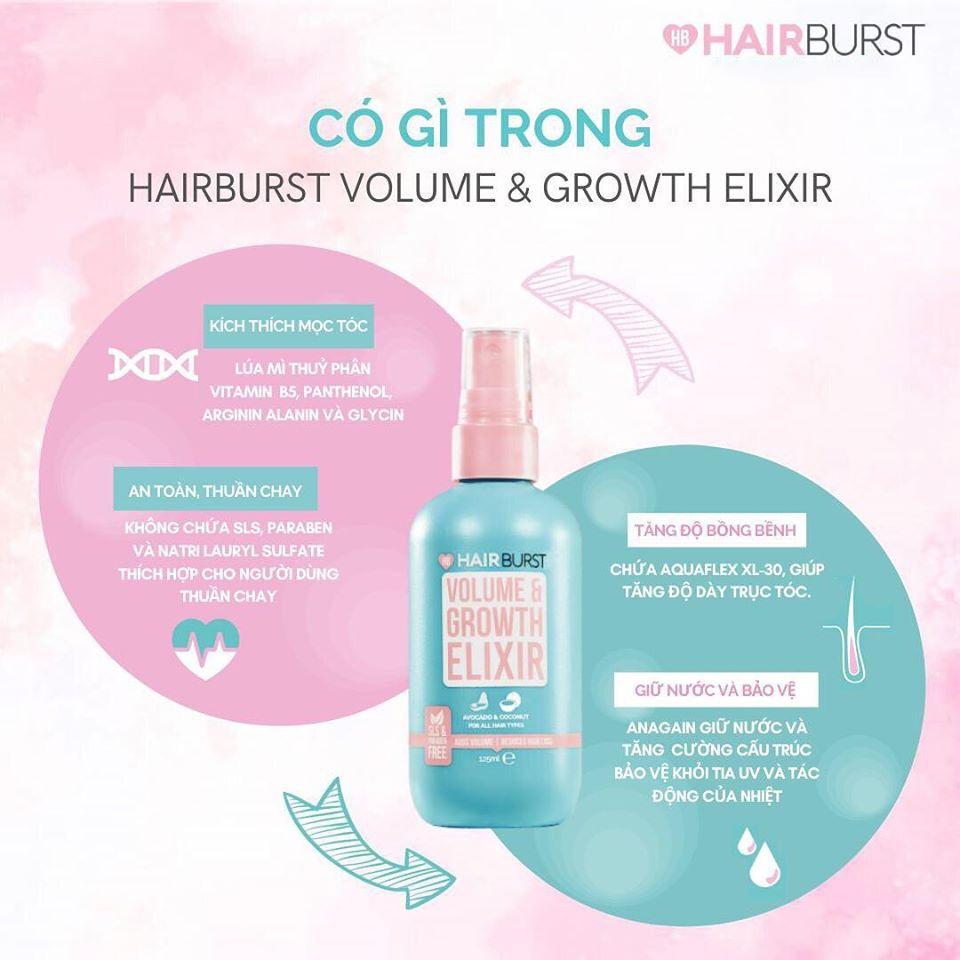 Xịt tạo độ phồng và kích thích mọc tóc Hairburst Volume and Growth Elixir 125ml