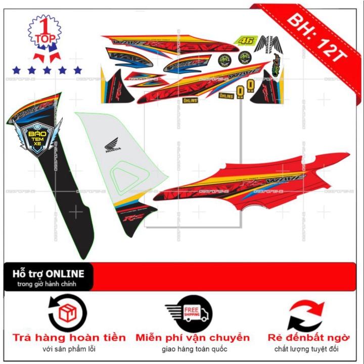 Tem rời dán xe wave lớn 2016 đỏ đen 17 - Bi Decal