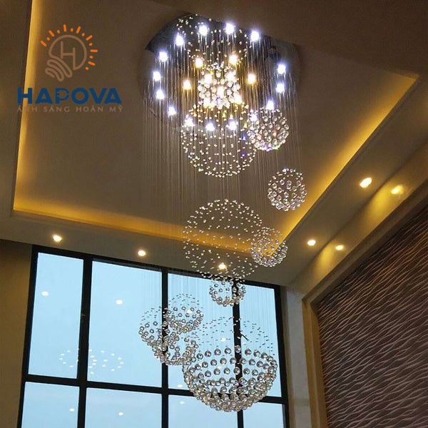 Đèn thả thông tầng phi 800mm Dài 1m8 Hoặc D1000mm Dài 2.5 mét mã HAPOVA GLOSY 5835