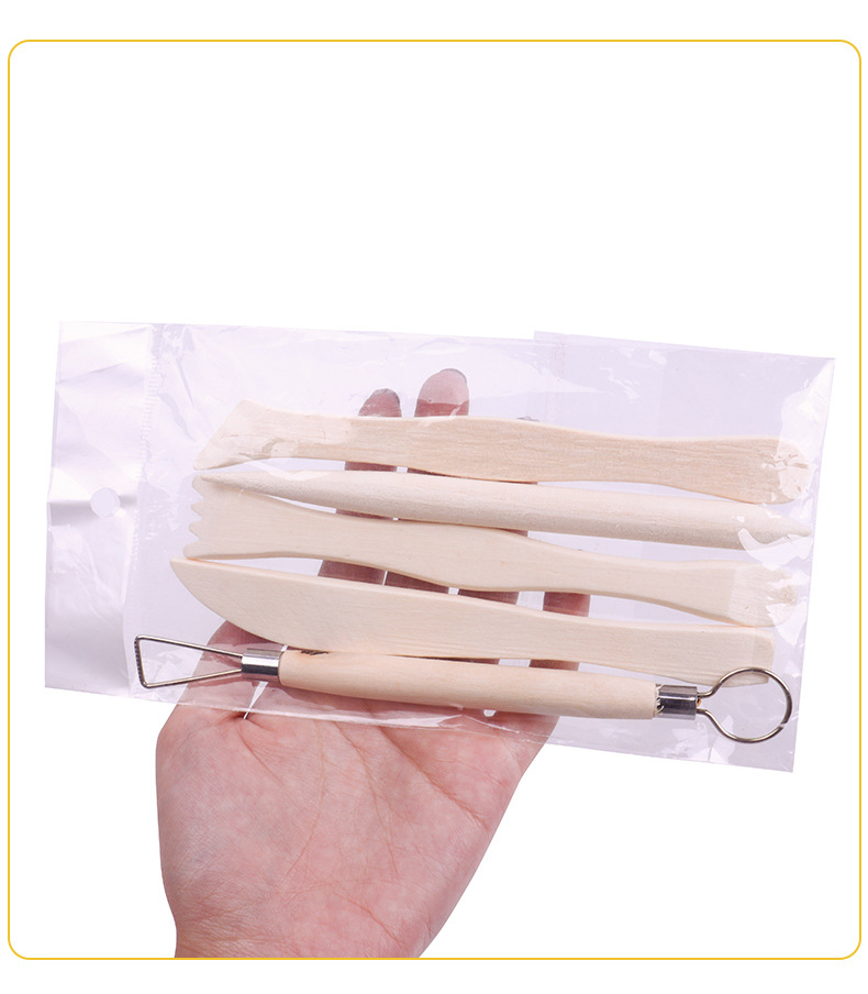 Bộ dụng cụ tạo hình, điêu khắc đất sét, dụng cụ làm gốm bằng gỗ