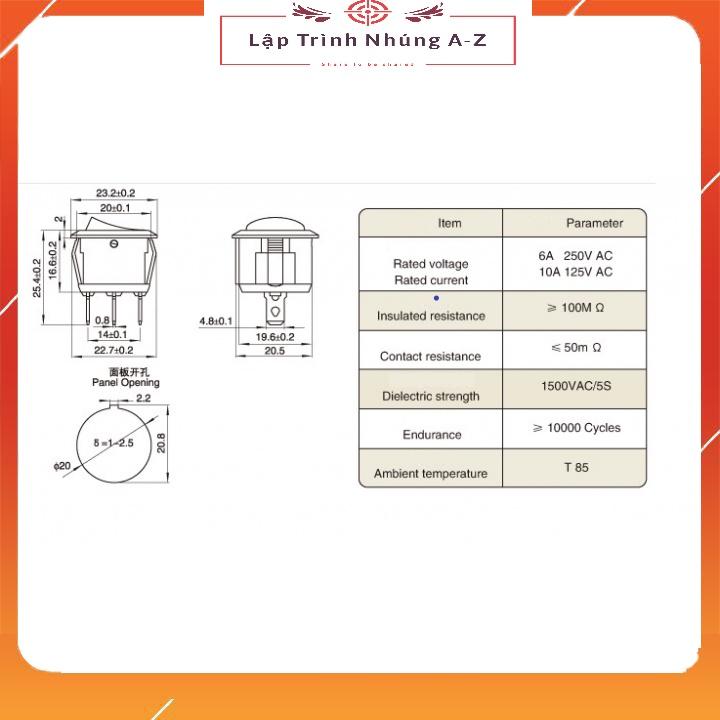 [Lập Trình Nhúng A-Z][G27] Công Tắc Bập Bênh Tròn KCD1 6A 250V 20mm