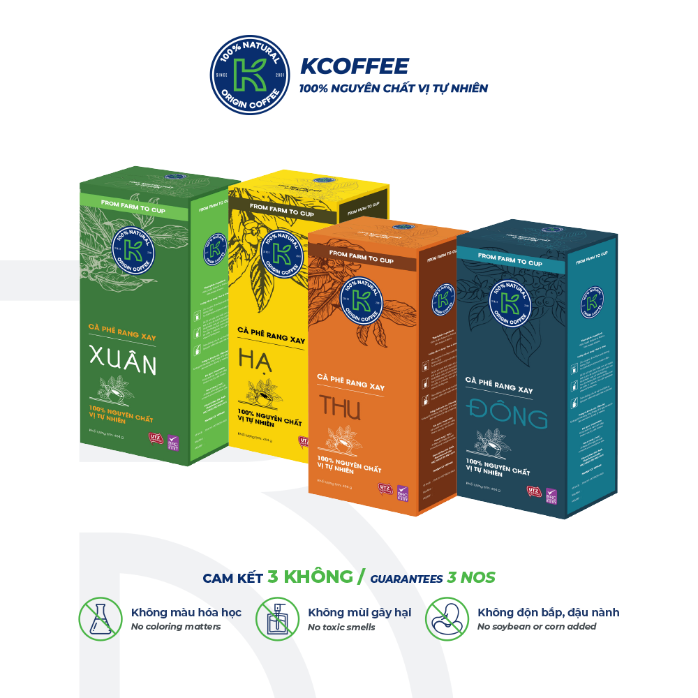Bộ sưu tập cà phê rang xay K-Coffee Robusta Arabica bốn mùa Xuân Hạ Thu Đông