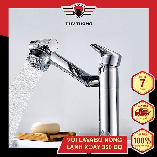 Vòi lavabo nóng lạnh 360 độ - vòi lavabo thích hợp với chậu rửa mặt/rửa bát - Trắng sữa