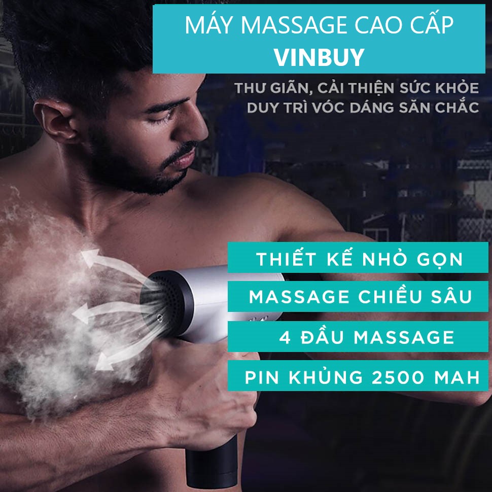 Máy Massage Cầm Tay VinBuy - 6 Cấp Độ, Hỗ Trợ Mát Xa Chuyên Sâu, Giảm Đau Cơ, Cứng Khớp - Quà Tặng Cho Sức Khỏe