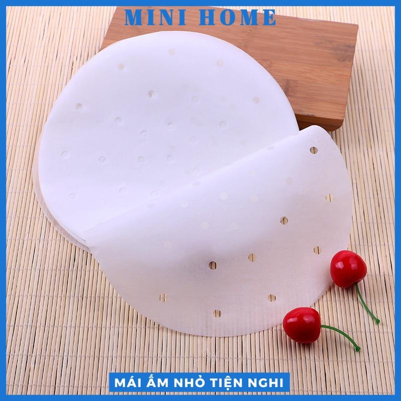 Giấy Nến Đục Lỗ, Giấy Nến Tròn Lót Xửng Hấp Bánh Bao, Nồi Chiên Không Dầu - 100 Tờ