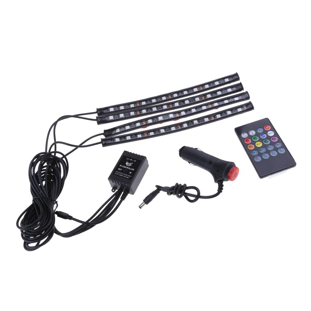 LED 8Color RGB Strip Sound Activated Car Interior Music Lights Ambient Light