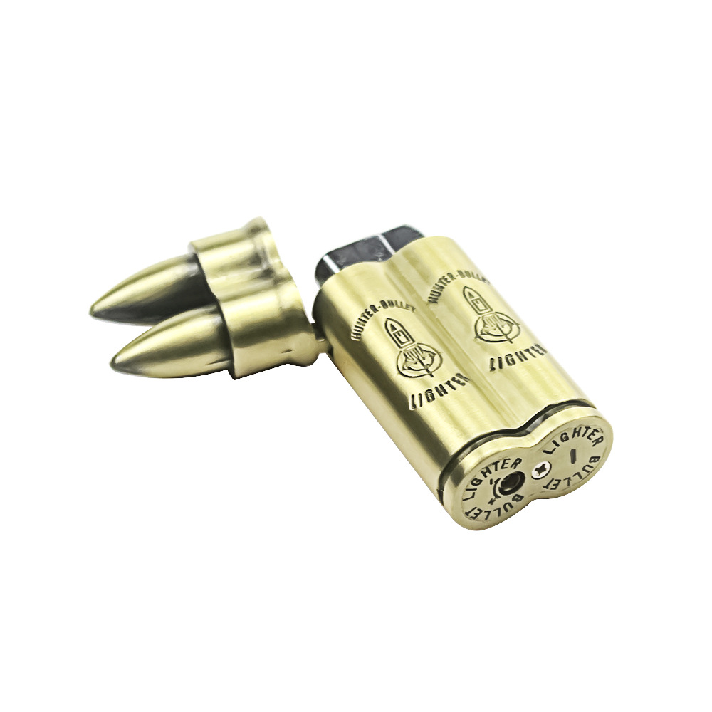 Bật lửa hột quẹt hình 2 viên đạn kim loại nguyên khối (xài ga)