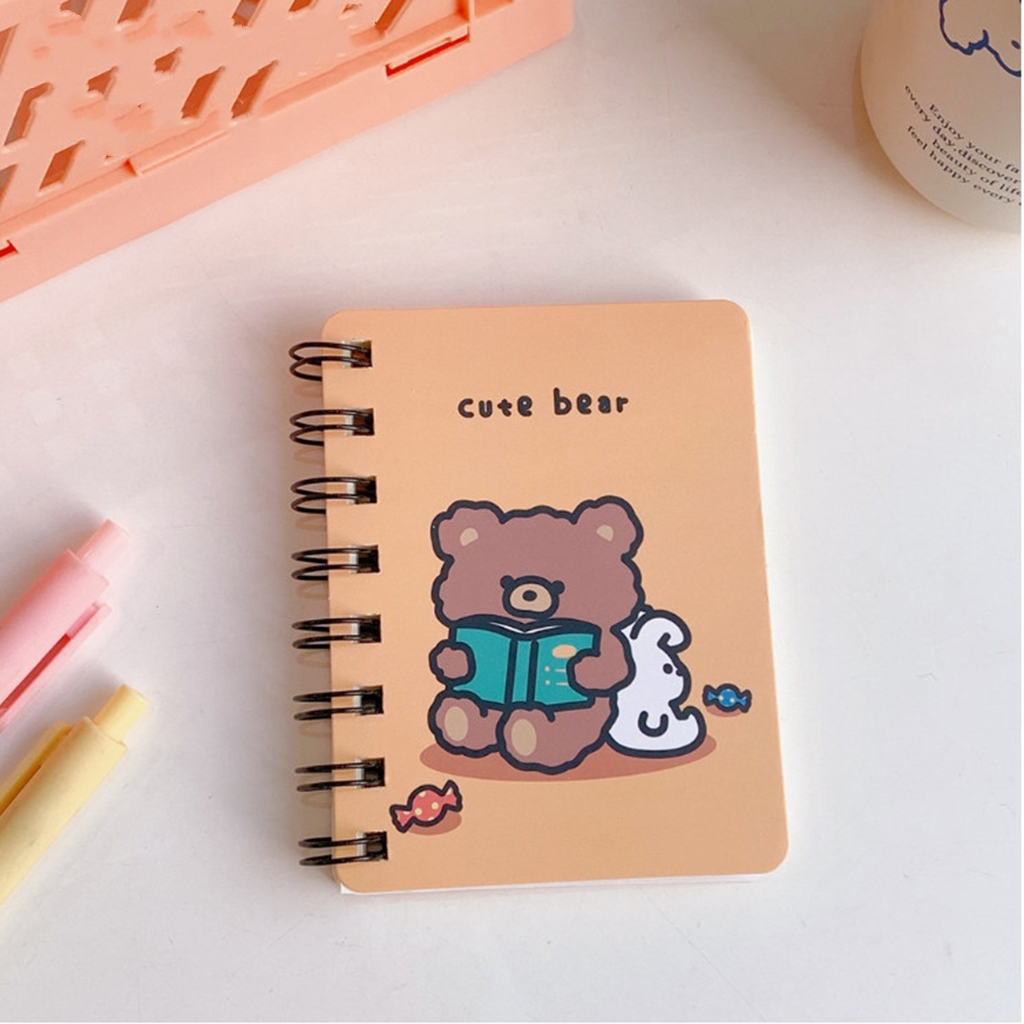 Sổ cầm tay lò xo hoạt hình con vật cute giá rẻ A7 bìa cứng 80 trang giấy ghi kế hoạch bỏ túi