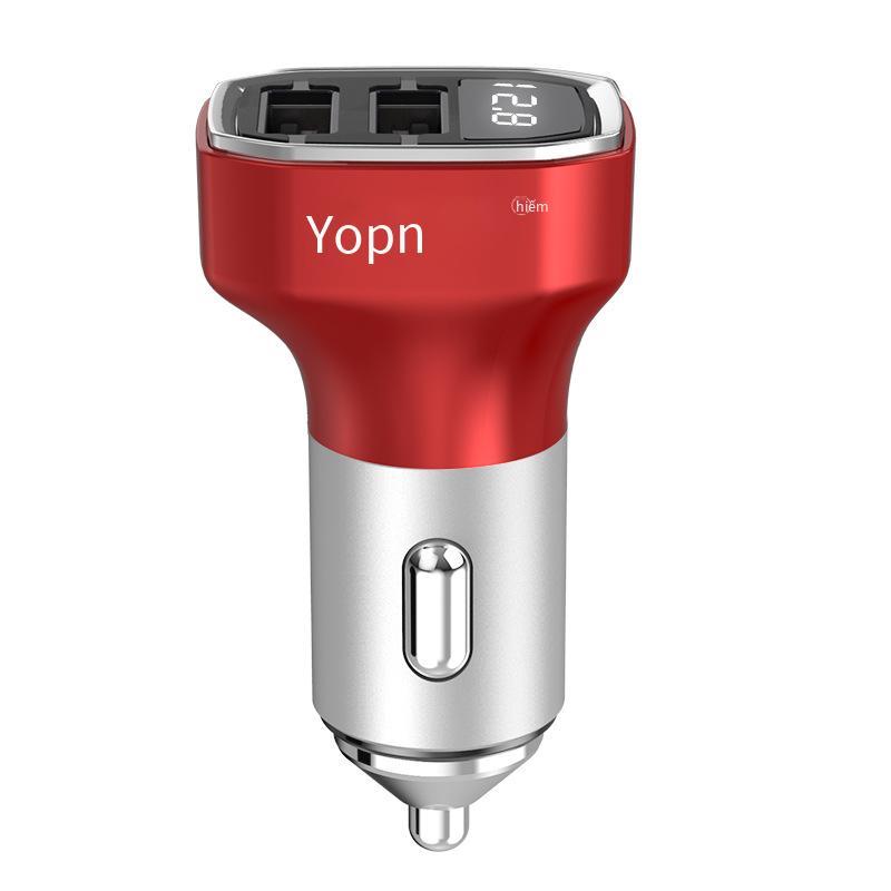 Phong cách mới nhất YOPIN bộ sạc xe hơi hợp kim nhôm mới tùy chỉnh màn hình kỹ thuật số phát sáng bộ sạc xe hơi thông minh USB kép