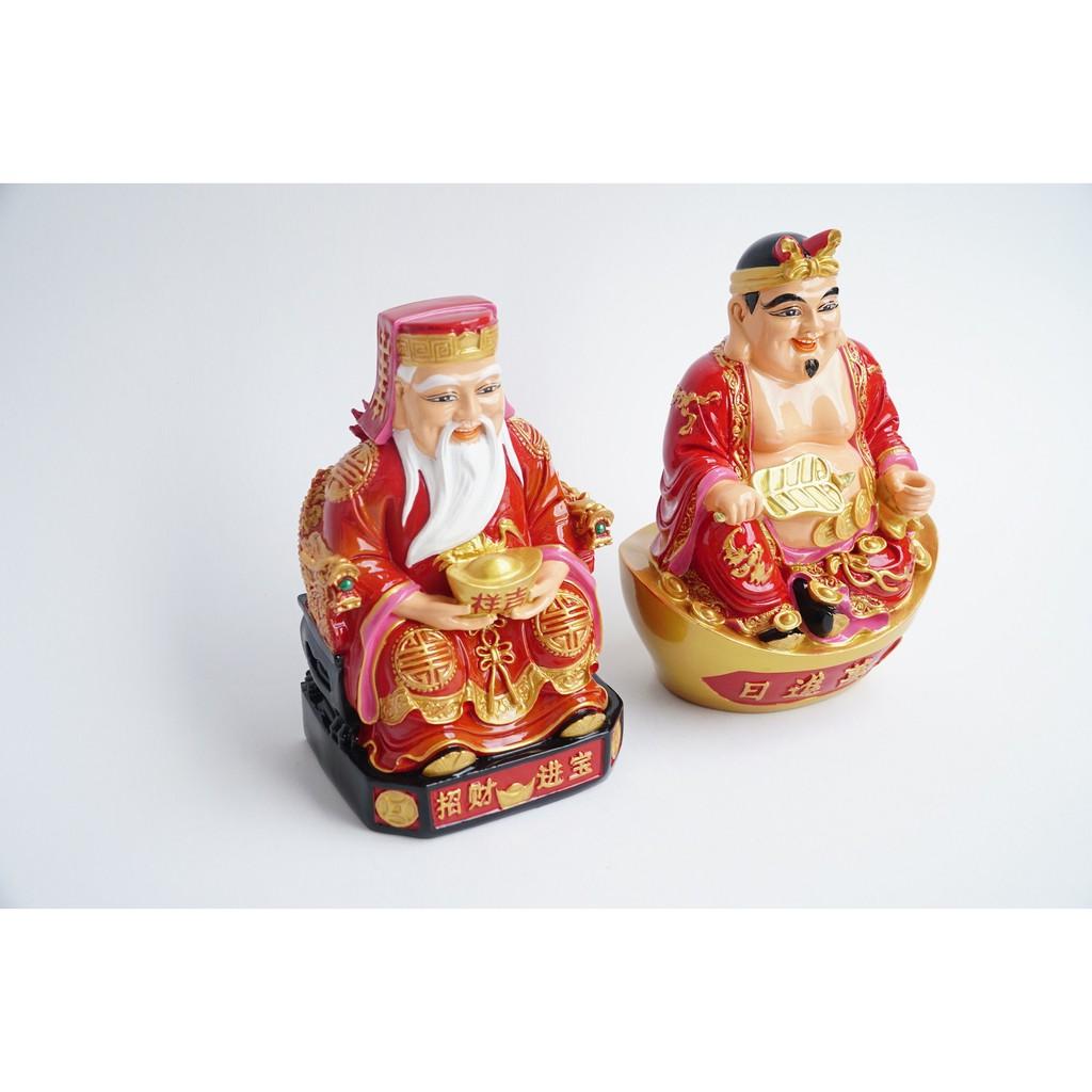 Tượng Thần Tài Thổ Địa đẹp sơn đỏ chiêu tài hút lộc - Cao 18cm - Đặc nguyên khối,nặng