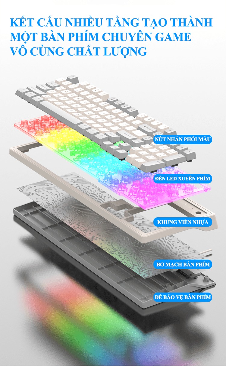 Bộ bàn phím và chuột có dây K-SNAKE KM800 chuyên game thiết kế phím mini size với bản phối màu sắc mới lạ kèm theo đèn led 7 màu dành cho game thủ - HÀNG CHÍNH HÃNG