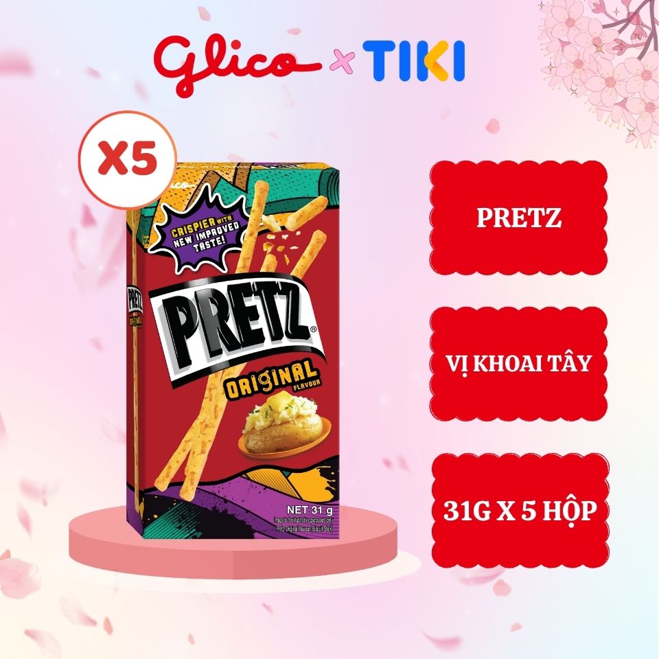 Bánh que nướng giòn vị khoai tây GLICO Pretz Original Flavour 31g