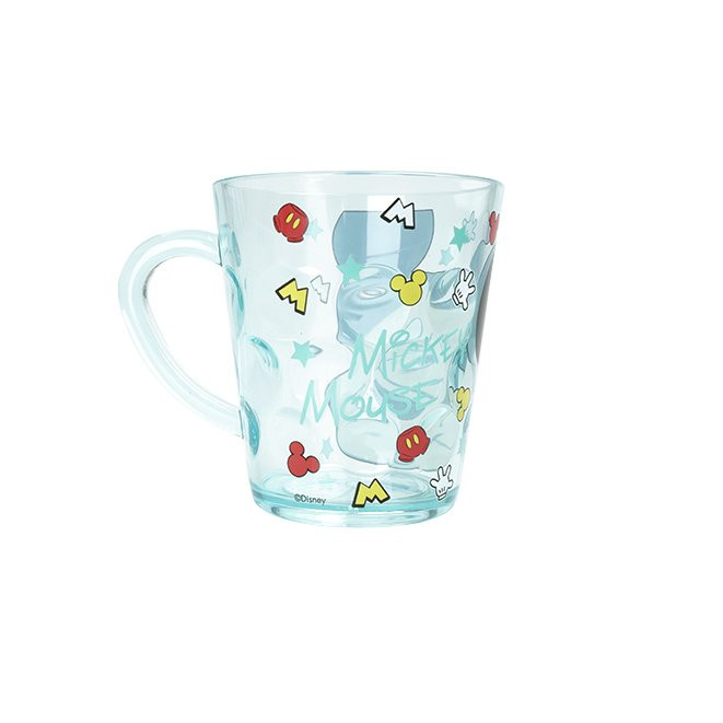 Ly quai cầm tay trong suốt hình chuột Mickey màu xanh siêu cute cho bé trai 260ml - 58VNDM2490